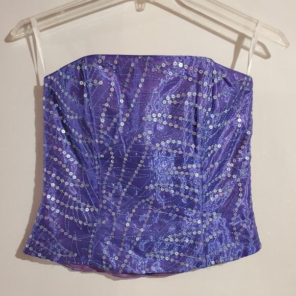 Jessica McClintock Gunne Sax Vtg Sequin Sleeveless Bustier Corset Top Size 3 Y2K - Picture 1 of 9